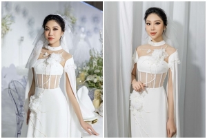 Hoa hậu Lan Anh lần đầu tiên diện váy cưới