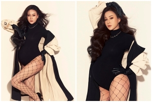 Phương Oanh vẫn sở hữu vóc dáng sexy, thần thái sang chảnh du mang thai đôi