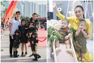 Sao Việt và các con hưởng ứng không khí đại lễ 50 năm thống nhất đất nước