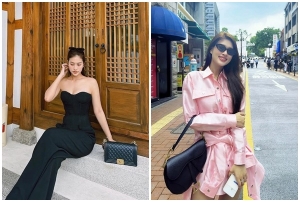 Hoa hậu Đoàn Thiên Ân tạo vẻ ngoài sang trọng bằng túi hàng hiệu