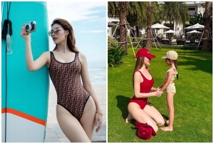 Mỹ nhân Việt chọn áo tắm một mảnh tối giản