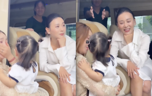 Phương Oanh đưa hai con đến phim trường