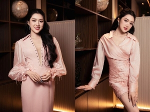 Hoa hậu Phương Oanh chọn váy áo màu sắc nhã nhặn